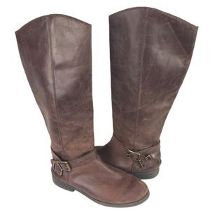 LUCKY BRAND riding boots oil rubbed leather Size 10 brown